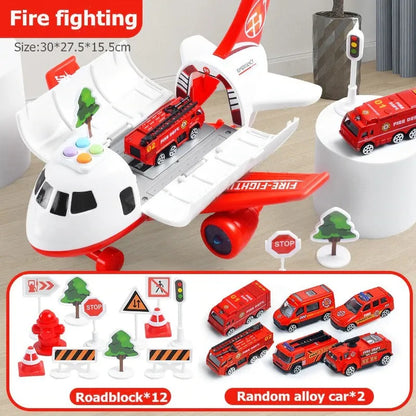 Airport Playset with Friction-Powered Airplane and Toy Crane, 20 Pieces for Ages 3-12 Zolana