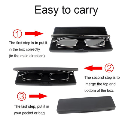 Folding Reading Glasses with Ultra-Compact Fold and Spring Hinge, Slim Case Included