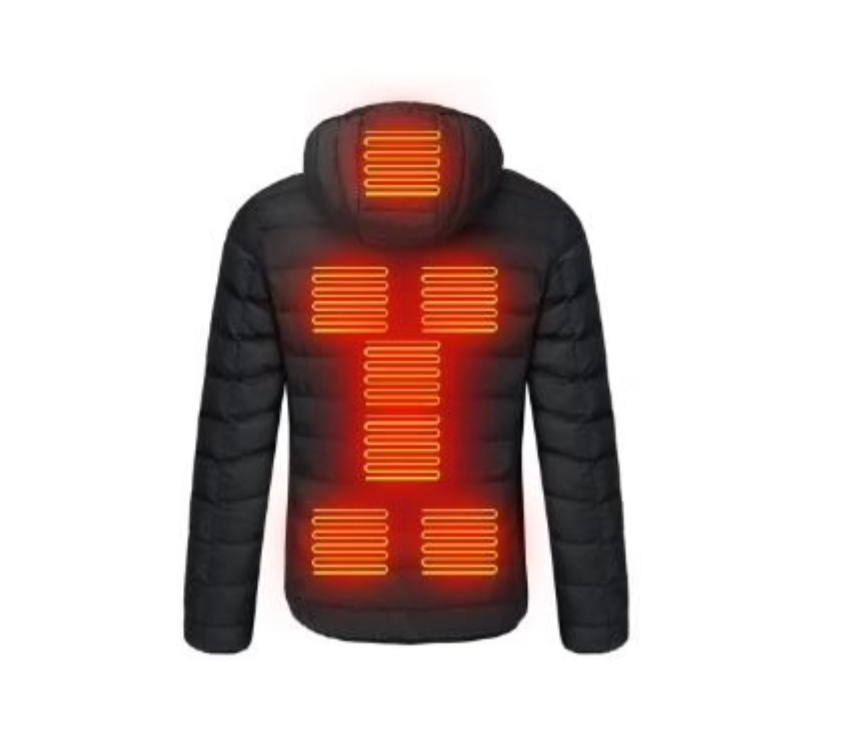 Heated Jacket with Removable USB Battery and 3 Heat Settings, Water-Resistant Black