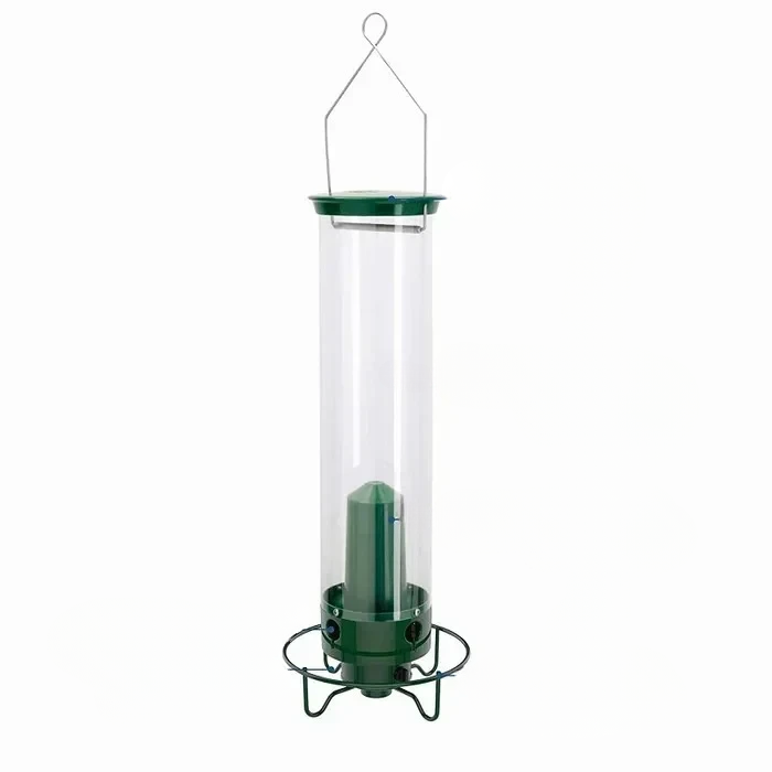 Hanging Bird Feeder with Squirrel Resistant Spinning Perch and Four Ports, 5 Lb Capacity