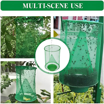 Non Toxic Fly Trap with Reusable Expandable Capture Chamber and 10 All Natural Bait Units Zolana