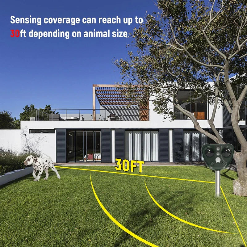 Ultrasonic Bird Deterrent with Solar Charging and USB Backup, 30-Foot Range Zolana