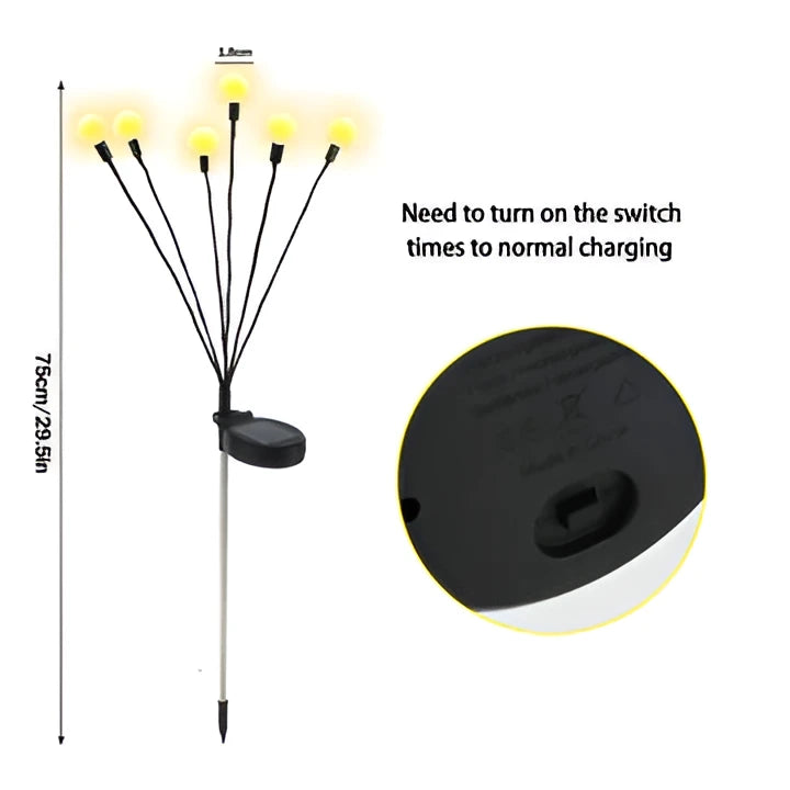 Solar Garden Lights with Flickering Firefly Glow and Flexible Stakes, Warm White Zolana