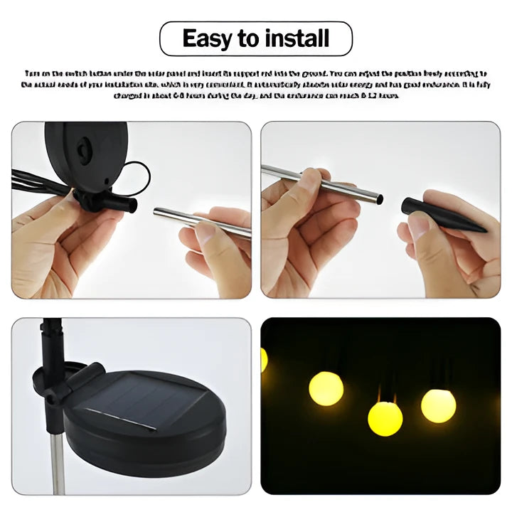 Solar Garden Lights with Flickering Firefly Glow and Flexible Stakes, Warm White Zolana