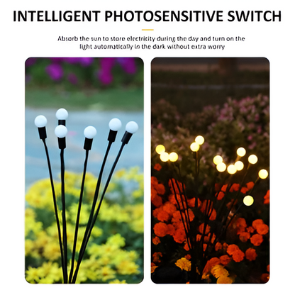 Solar Garden Stake Lights with Flickering Warm White LEDs and Swaying Stems, 27.5in