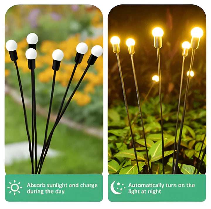 Solar Garden Lights with Flickering Firefly Glow and Flexible Stakes, Warm White Zolana