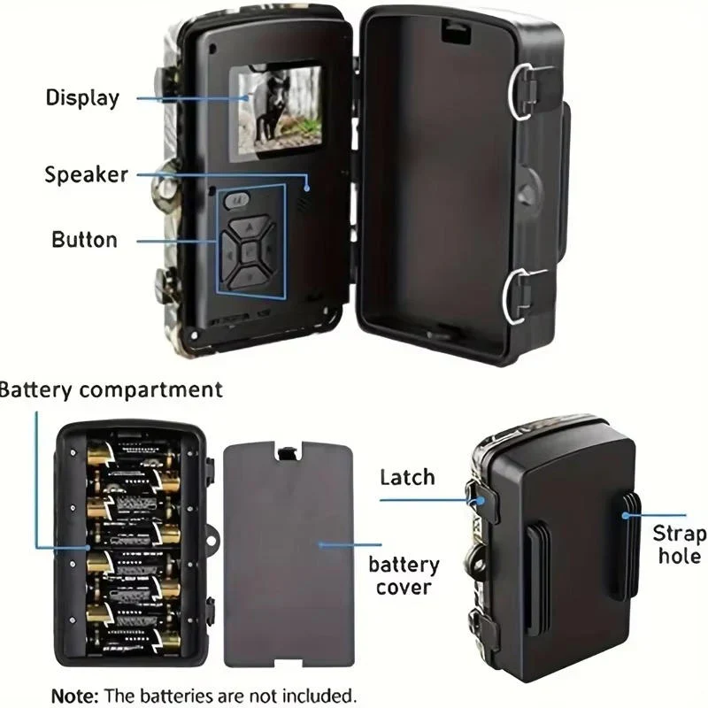 Trail Camera with Night Vision and 16MP Photos, 1080P HD Video, No Glow IR