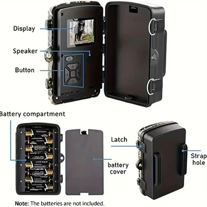 Trail Camera with Night Vision and 16MP Photos, 1080P HD Video, No Glow IR
