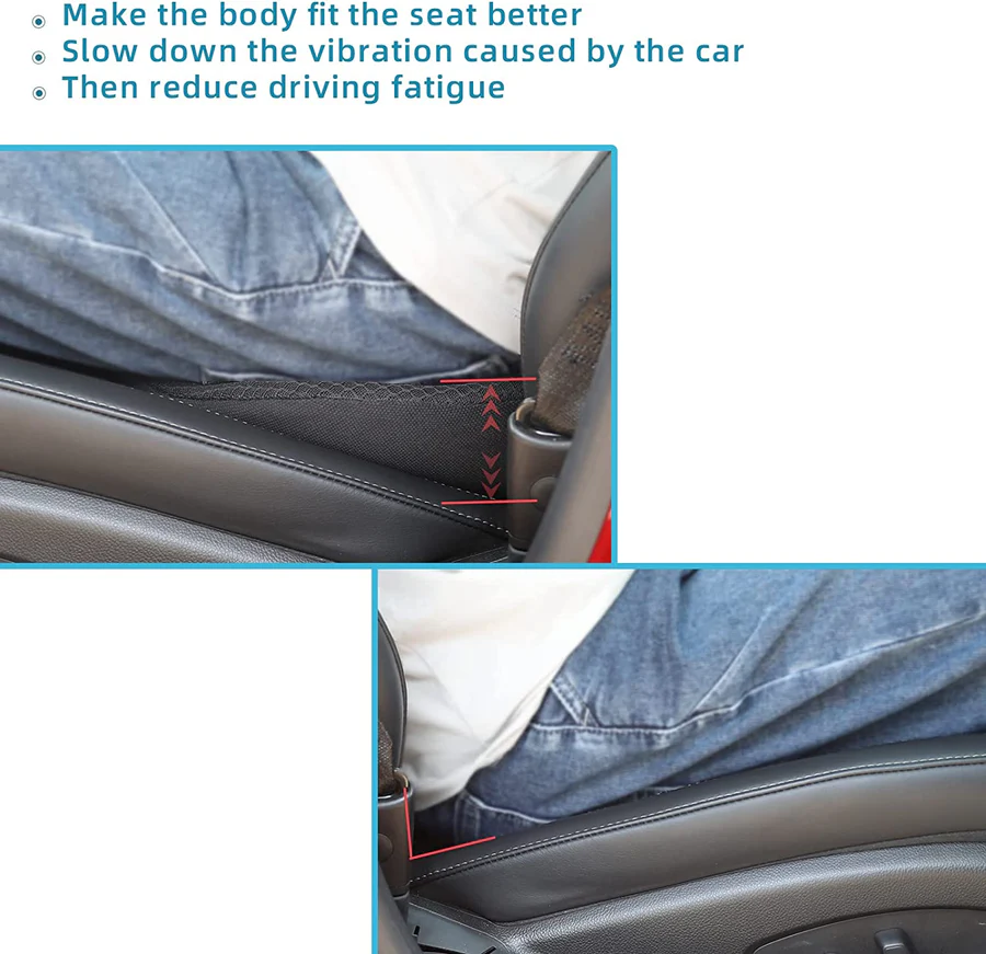 Car Seat Booster Cushion with Memory Foam and Pressure-Relief Contour, Zippered Cover