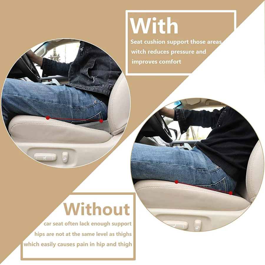 Car Seat Booster Cushion with Memory Foam and Pressure-Relief Contour, Zippered Cover