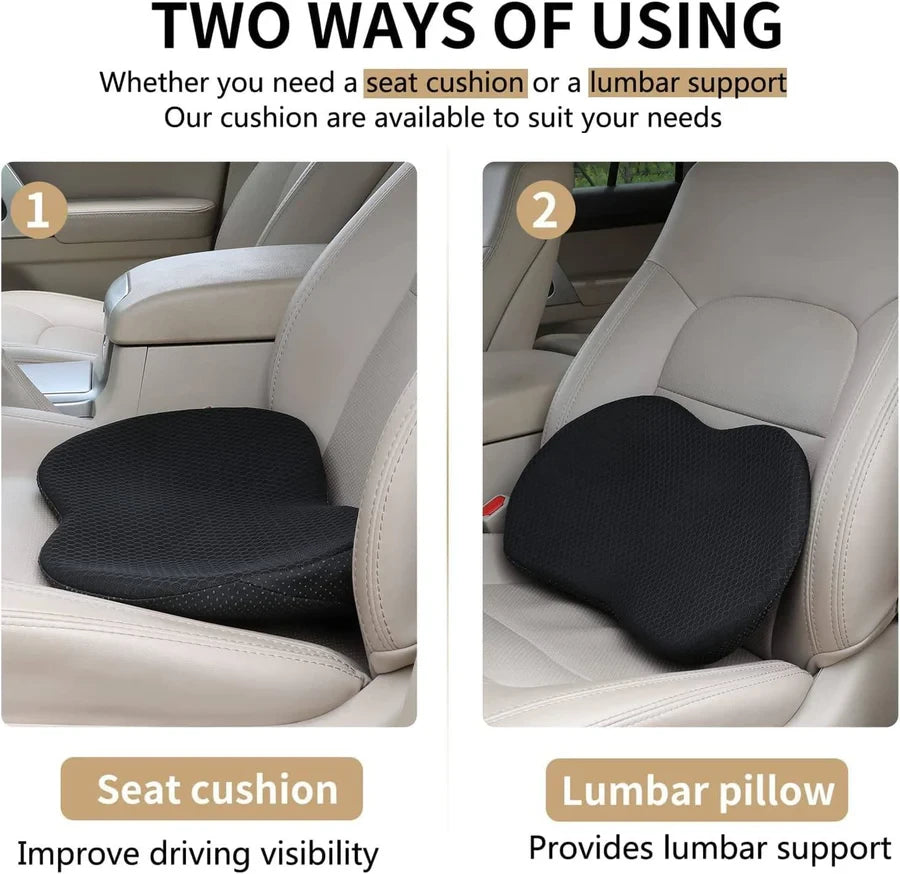 Car Seat Cushion with 3.5in Memory Foam and Contoured Support for Short Drivers Zolana