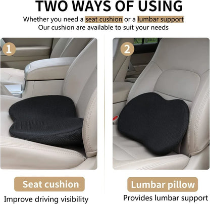 Car Seat Cushion with 3.5in Memory Foam and Contoured Support for Short Drivers Zolana