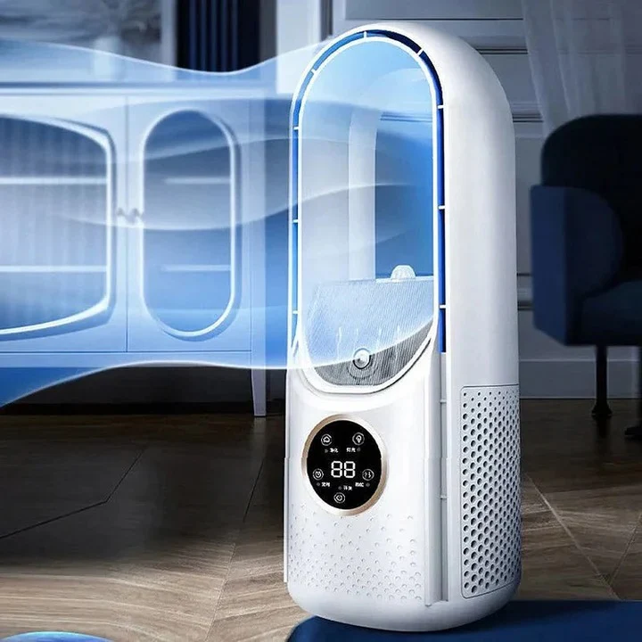 Portable Air Conditioner with Bladeless Quiet Airflow and Compact Desk-Friendly Design
