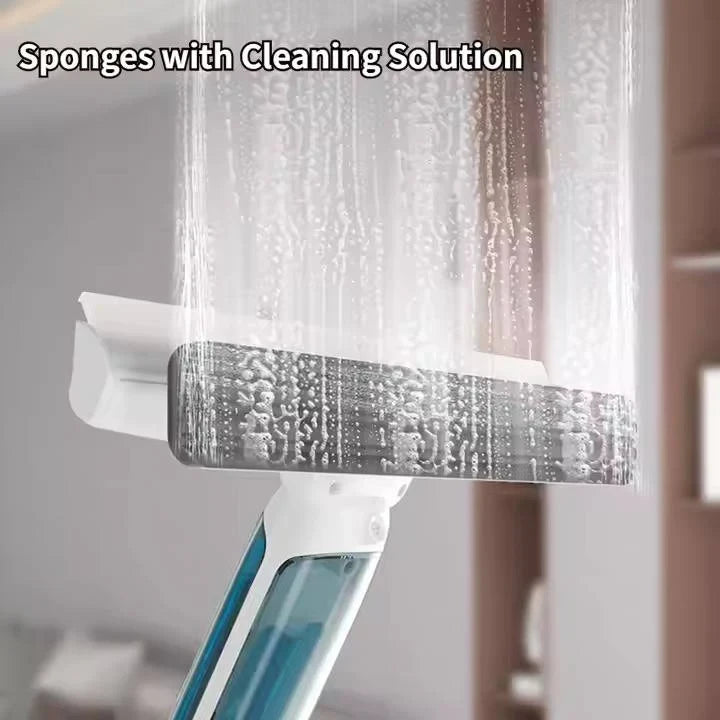 Telescopic Window Cleaner with Refillable Spray Tank and Microfiber Scrubber, 51-Inch Reach Zolana