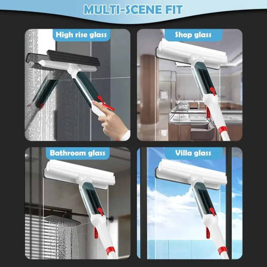 Telescopic Window Cleaning Tool with Spray and Microfiber Squeegee, Extends to 51 in
