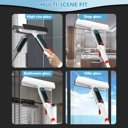 Telescopic Window Cleaning Tool with Spray and Microfiber Squeegee, Extends to 51 in
