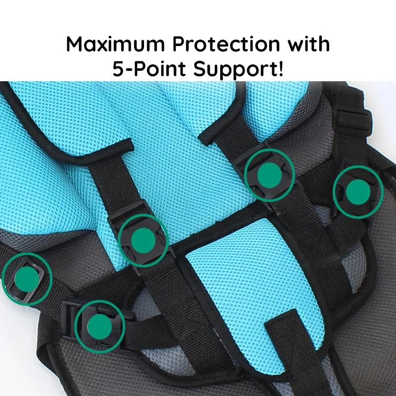 Car Seat Cushion for Kids with 5-Point Harness and Breathable Mesh, Non-Slip Zolana