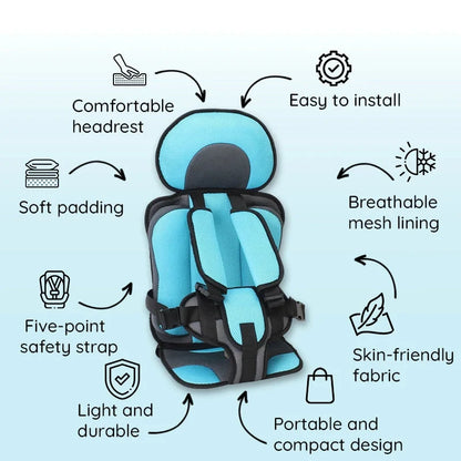 Car Seat Cushion for Kids with 5-Point Harness and Breathable Mesh, Non-Slip Zolana