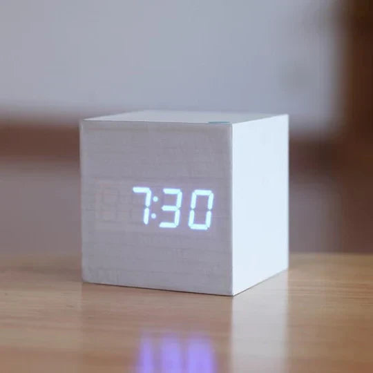 Wooden Digital Clock with Hidden LED Numerals and Alarm, USB or Battery Power Zolana