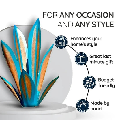 Metal Agave Sculpture with Rustic Metal Finish and Weatherproof Steel, Indoor Outdoor Zolana