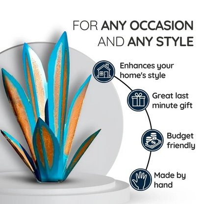 Metal Agave Sculpture with Weather-Resistant Steel and Rustic Finish, Indoor/Outdoor