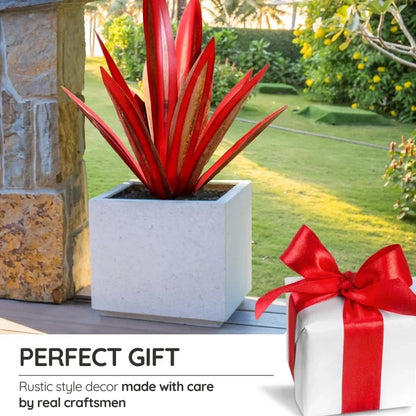 Metal Agave Sculpture with Rustic Metal Finish and Weatherproof Steel, Indoor Outdoor Zolana