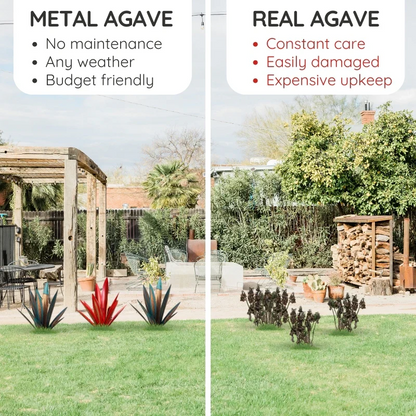 Metal Agave Sculpture with Weather-Resistant Steel and Rustic Finish, Indoor/Outdoor