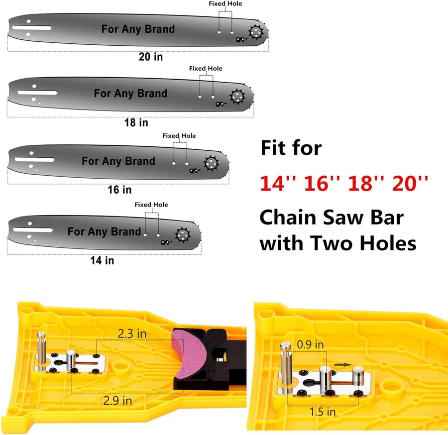 Chainsaw Sharpener with Integrated Stone and Adjustable Pin for 14-20in Bars