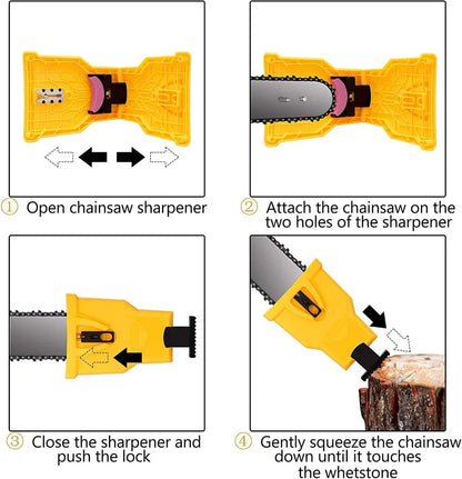 Chainsaw Chain Sharpener with Quick Touch-Up and Dual Pins for 14-20in Two-Hole Bars Zolana