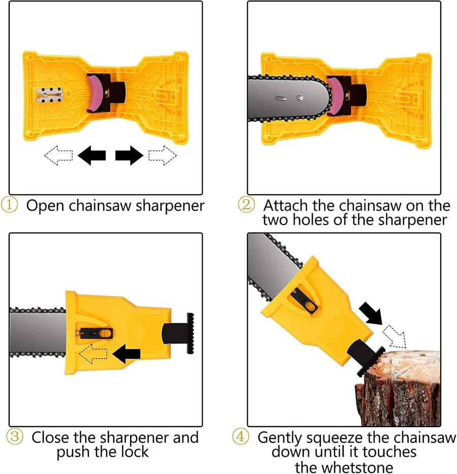 Chainsaw Sharpener with Integrated Stone and Adjustable Pin for 14-20in Bars