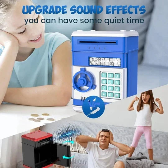Electronic Piggy Bank with Password Lock and Bill Intake, Dual-Language Audio for Kids Zolana