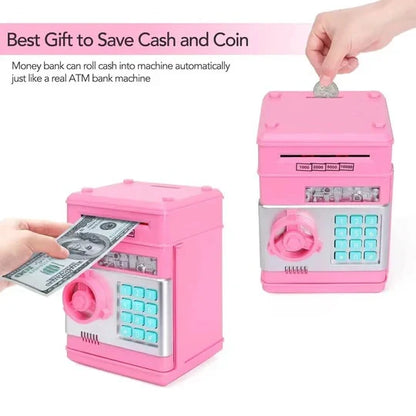 Electronic Piggy Bank with Password Lock and Bill Intake, Dual-Language Audio for Kids Zolana