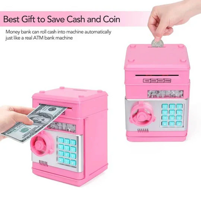Electronic Money Bank with Voice Prompts and LED Display, Code Lock, Key for Kids