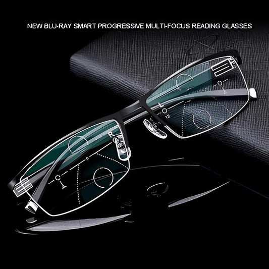 Progressive Photochromic Glasses with Blue-Light Filter and Lightweight Black Frame Zolana