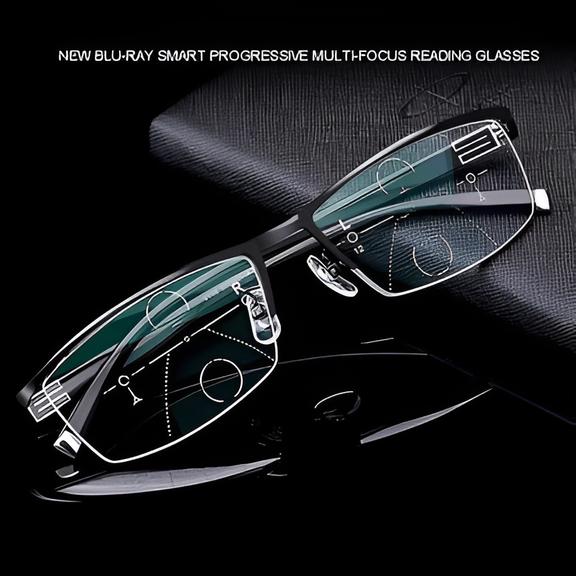 Progressive Glasses with Fast Light-Adaptive Lenses and Blue-Light Filter, UV Protection