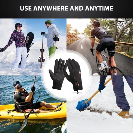 Touchscreen Winter Gloves with Fleece Lining and Anti-Slip Palm, Zippered Cuff
