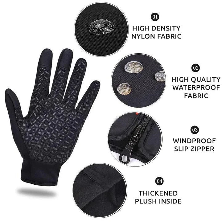 Touchscreen Winter Gloves with Fleece Lining and Anti-Slip Palm, Zippered Elastic Cuff Zolana