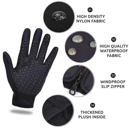 Touchscreen Winter Gloves with Fleece Lining and Anti-Slip Palm, Zippered Elastic Cuff Zolana