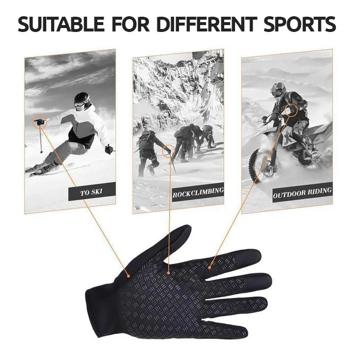 Touchscreen Winter Gloves with Fleece Lining and Anti-Slip Palm, Zippered Cuff