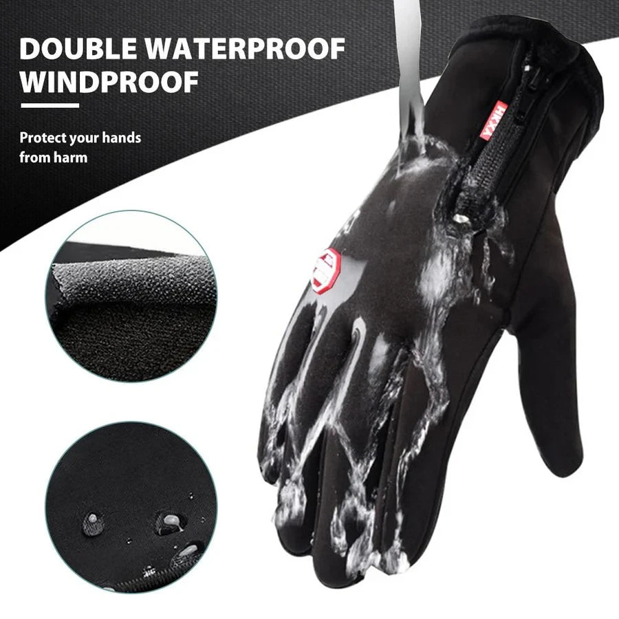 Touchscreen Winter Gloves with Fleece Lining and Anti-Slip Palm, Zippered Elastic Cuff Zolana
