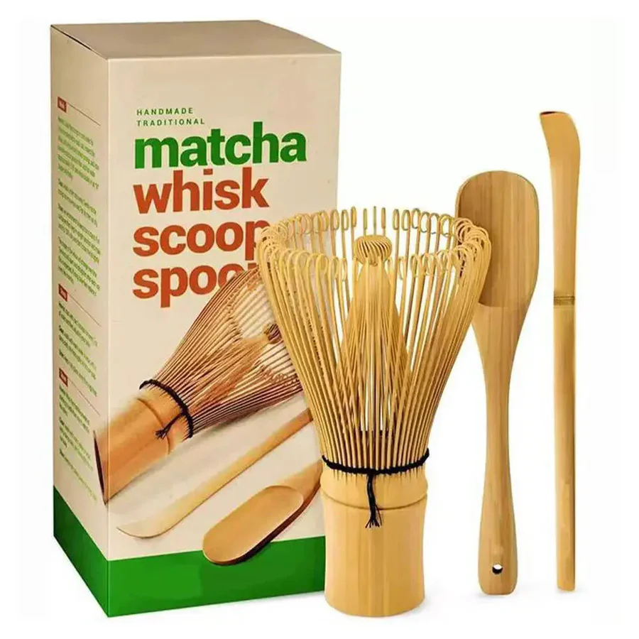 Matcha Tea Set with Bamboo Whisk and Ceramic Bowl