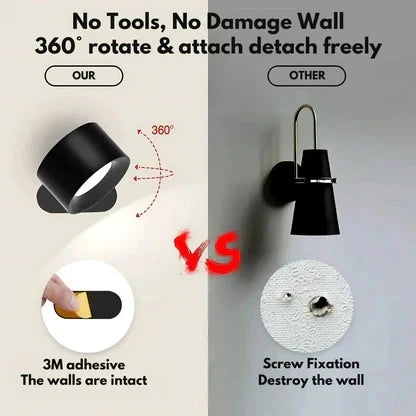 Wireless Rechargeable Wall Light with 360° Magnetic Swivel and Touch Controls, USB-C Zolana