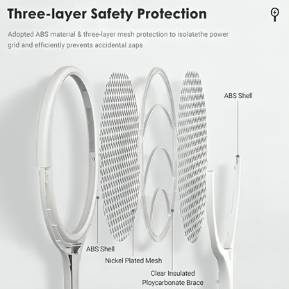 Bug Zapper Racket with USB-C Fast Charging and Adjustable Head, Stand Included