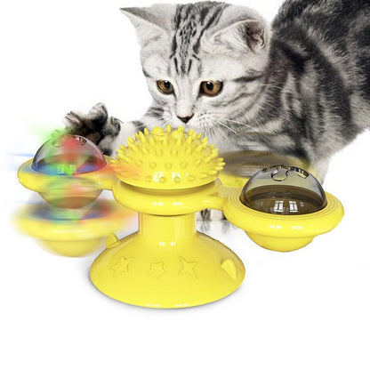 Interactive Windmill Cat Toy: Engaging Puzzle Game with Whirligig Turntable for Kitten Dental Health - Pet Supplies