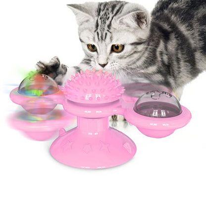 Interactive Windmill Cat Toy: Engaging Puzzle Game with Whirligig Turntable for Kitten Dental Health - Pet Supplies