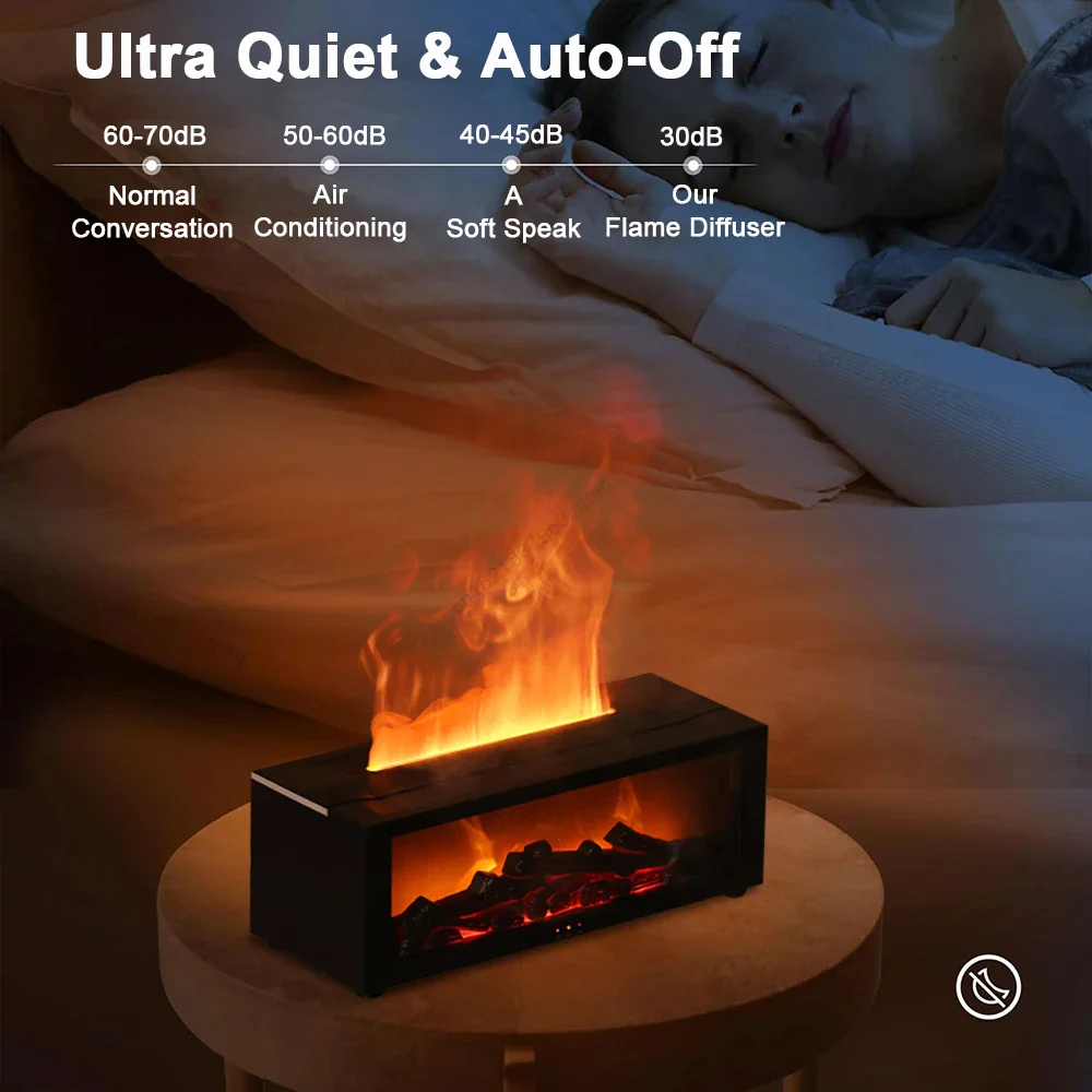 Humidifier and Air Purifier with Realistic Flame Light, Aroma Tray, Quiet 8-Hour Operation