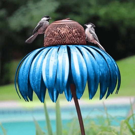 Bird Feeder with Wide Shallow Dish and Hanging Chain, Weather-Resistant Metal Zolana