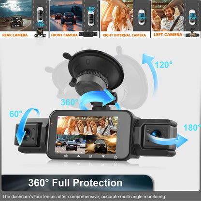 4-Channel Car Dash Cam with Night Vision and WiFi Live View, Front 1080P 170°