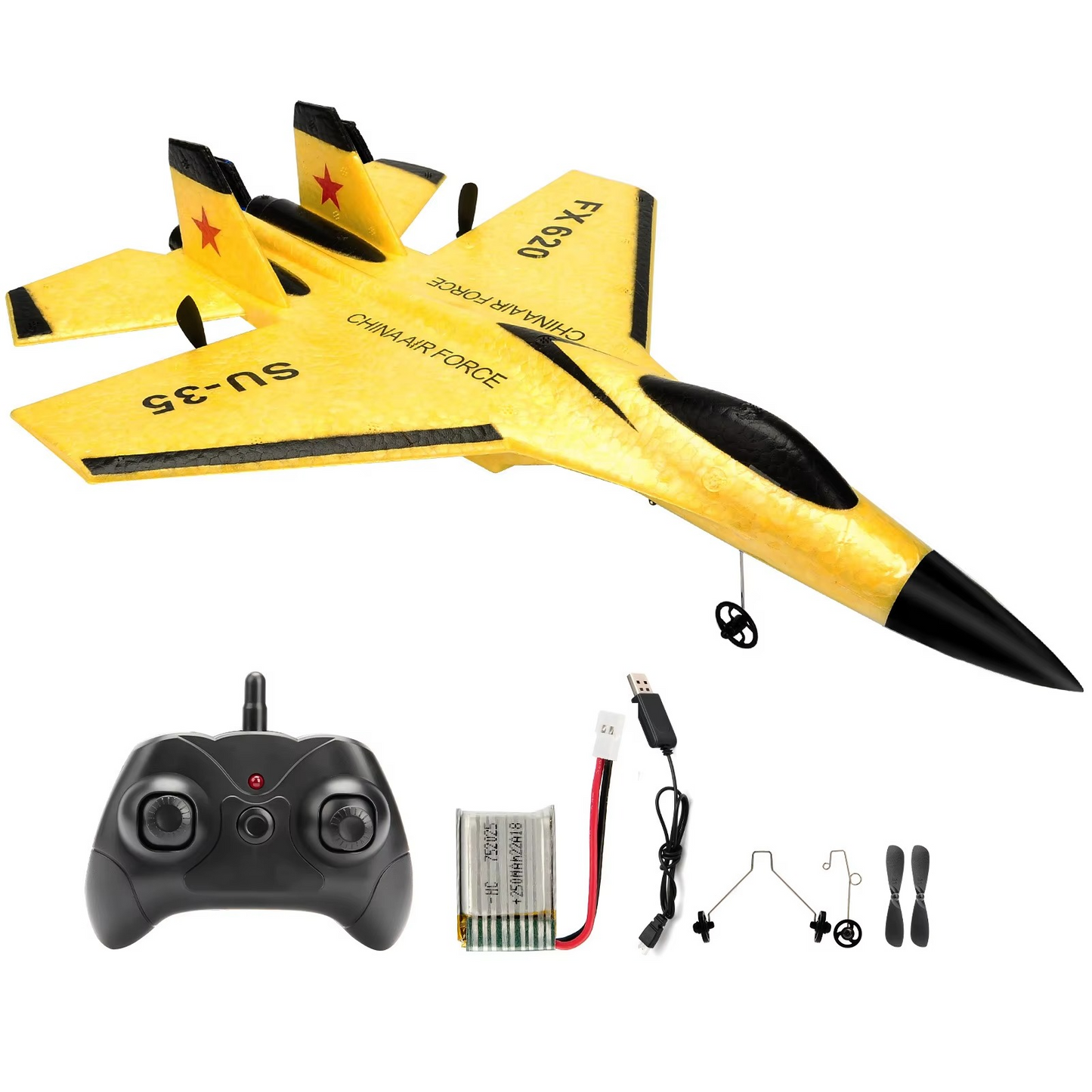 RC Airplane with 2.4GHz Dual-Channel Controller and 3-Axis Gyro, EPP Foam Body, LED Lights Zolana