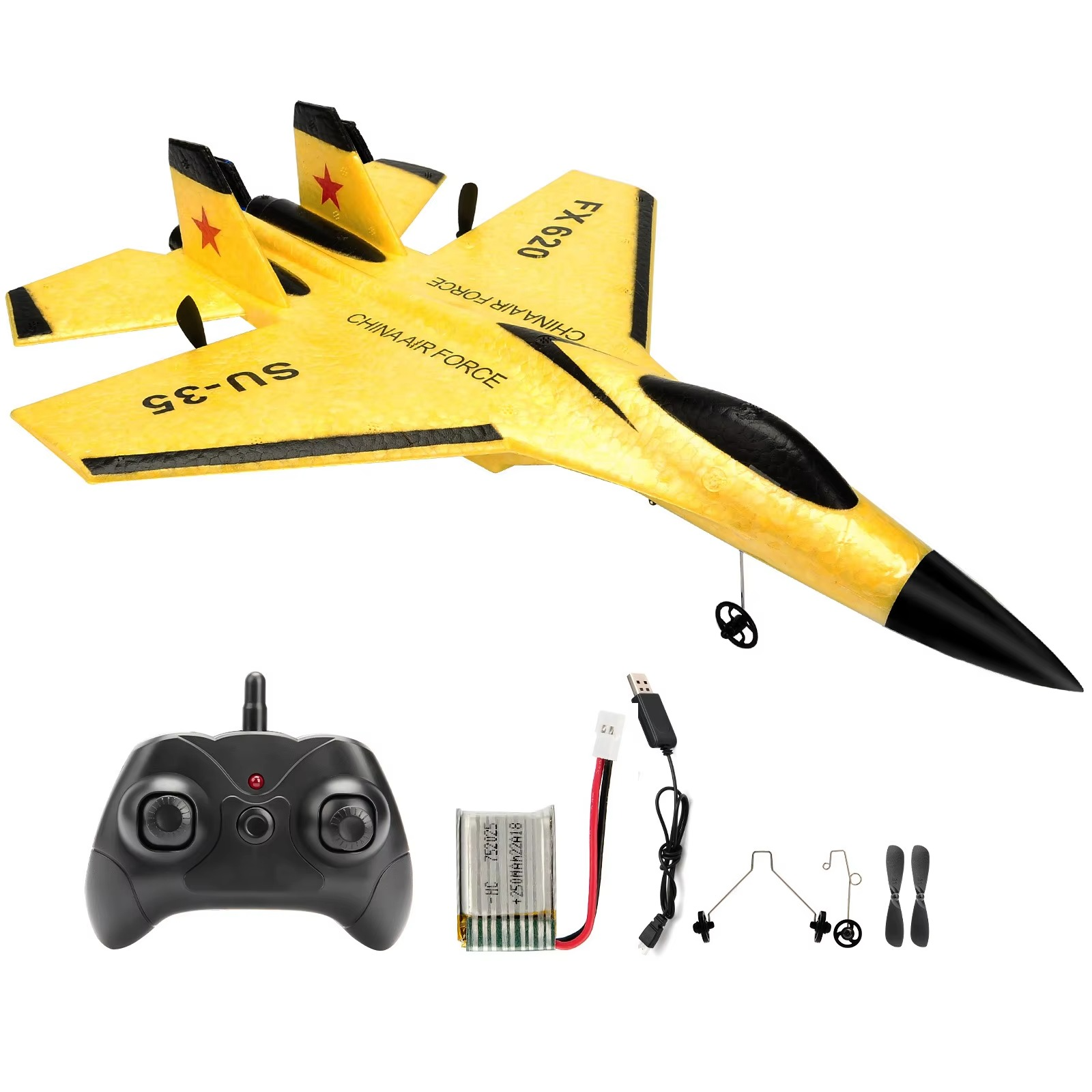 RC Airplane with 2.4GHz Dual-Channel Controller and 3-Axis Gyro, EPP Foam Body, LED Lights Zolana